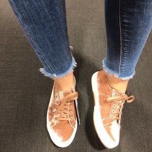 SUPERGA blush velvet shoes